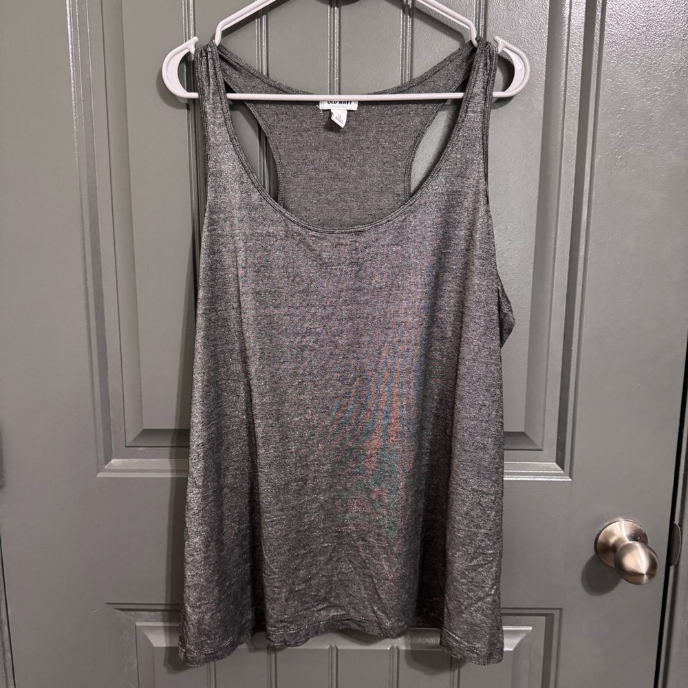 Old Navy Metallic Gray Relaxed Tank Top
